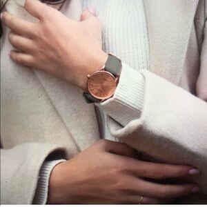 NWT Monroe SOLÉROSE Watch Rose Gold CHARCOAL LEATHER Strap Unisex